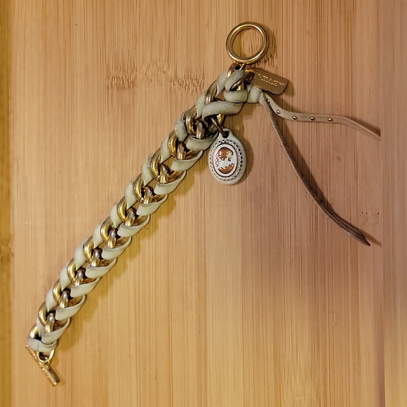 Coach chain and leather bracelet